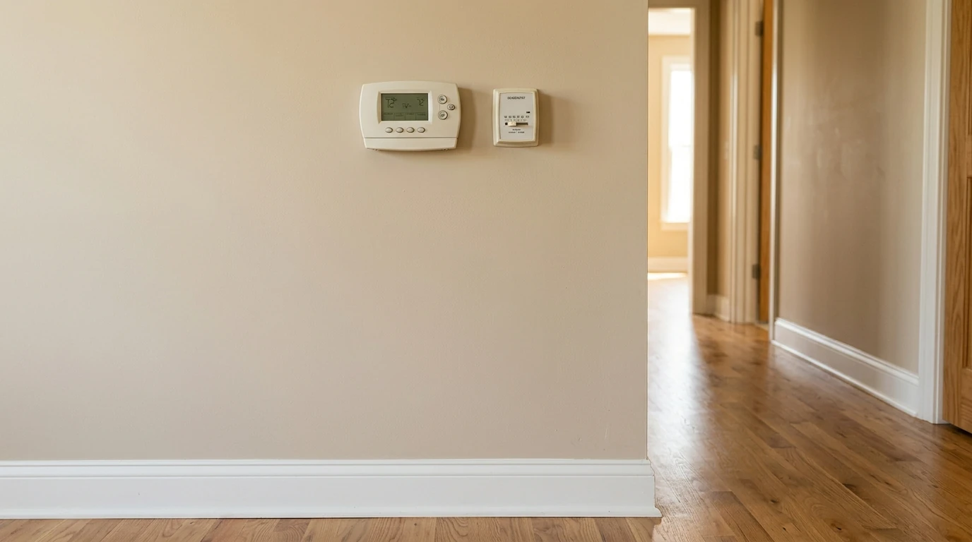 Humidistat control next to a thermostat