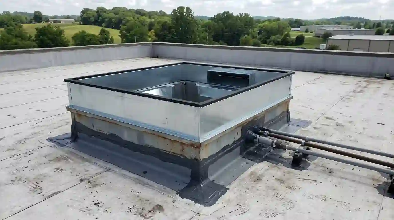 Adapter curb ready for a replacement rooftop unit