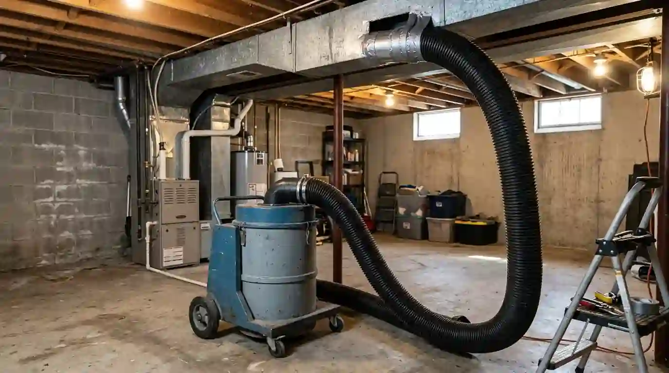 Duct vacuum collector connected to a supply trunk