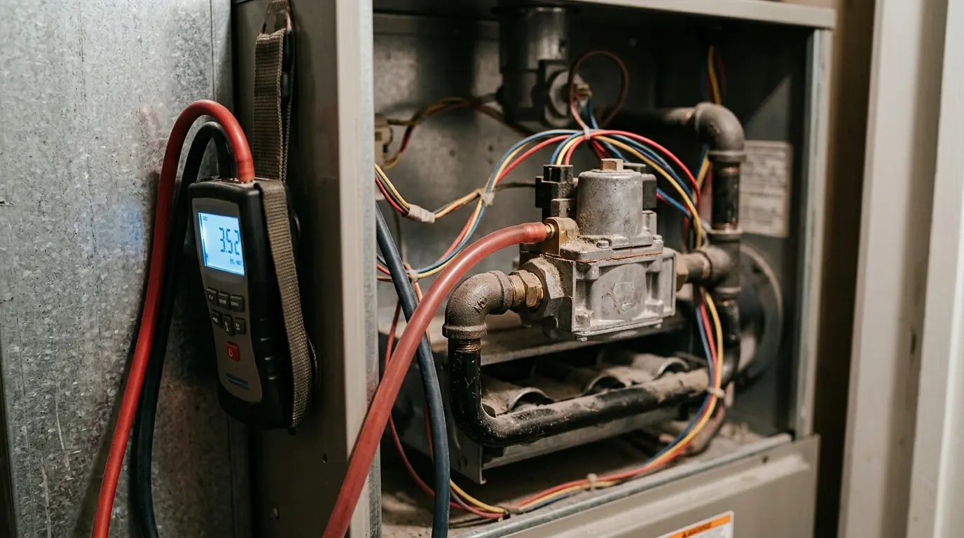 Manometer measuring furnace gas pressure